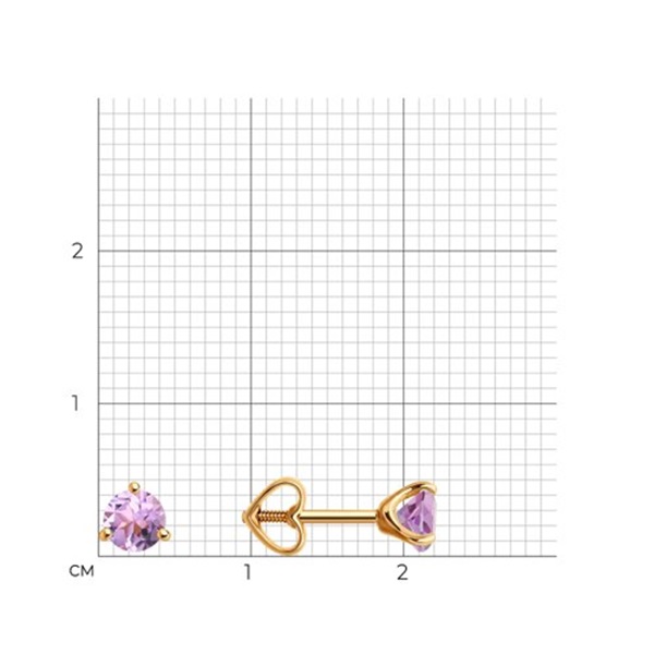Серьги из красного золота с аметистами
