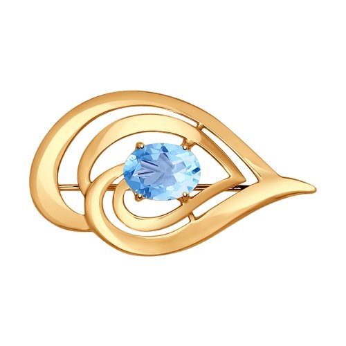 Брошь из красного золота с топазом