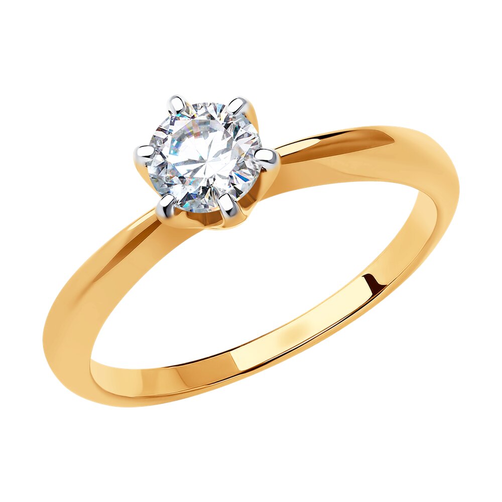 Кольцо из красного золота с фианитом