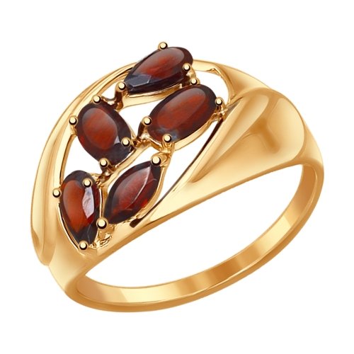 Кольцо из красного золота с гранатами
