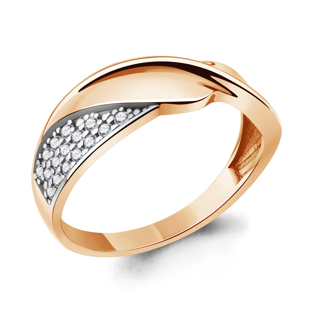 Кольцо из красного золота с фианитами