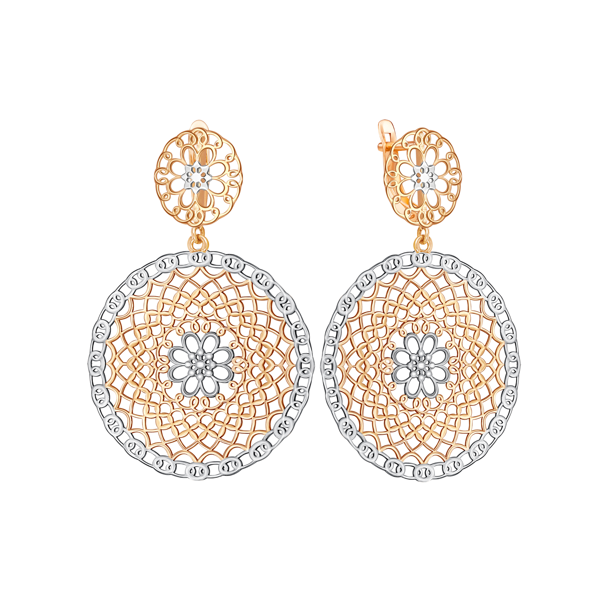 Серьги из комбинированного золота