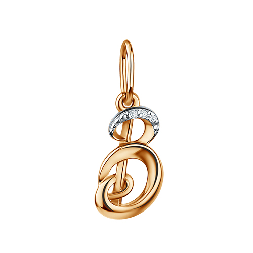 Подвеска из красного золота с фианитами «Буква В»