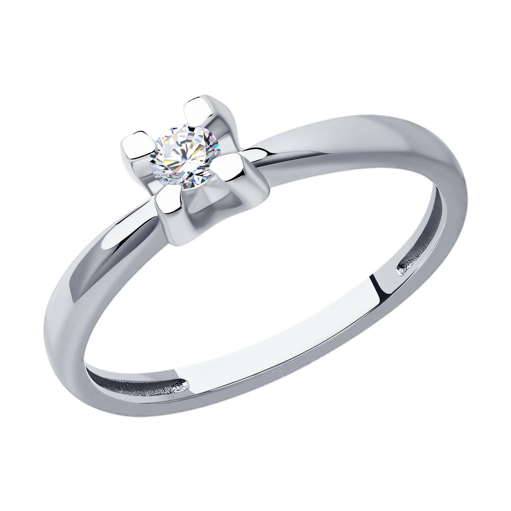 Кольцо из белого золота с бриллиантом