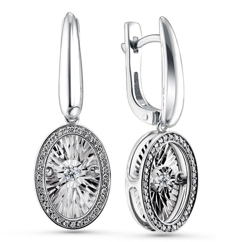 Серьги из белого золота с танцующим бриллиантом