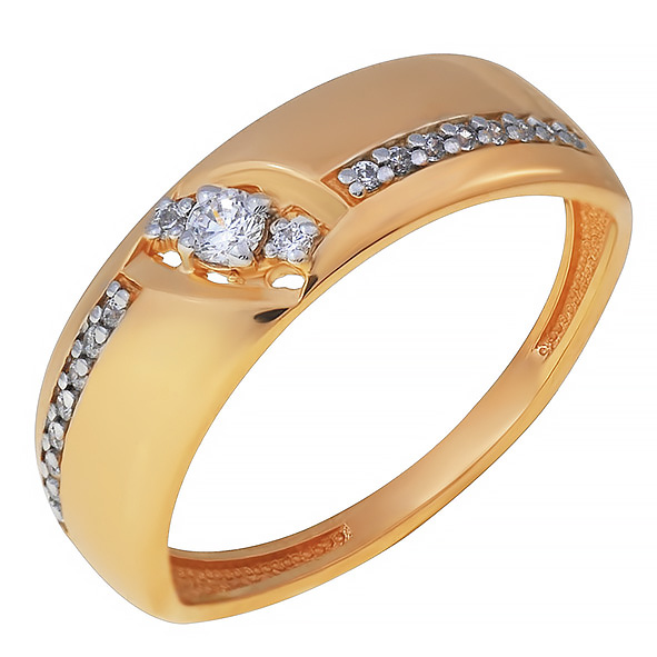 Кольцо из красного золота с фианитами