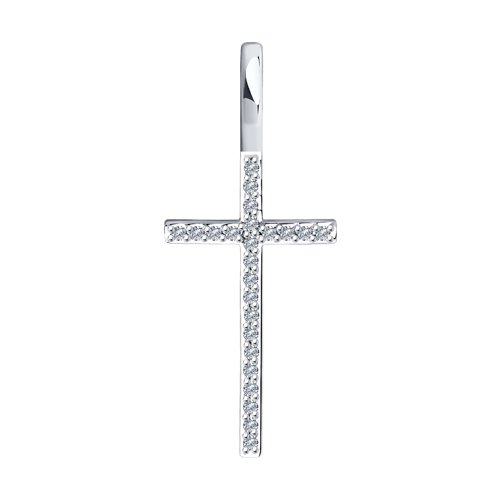 Декоративный крестик из белого золота с бриллиантами