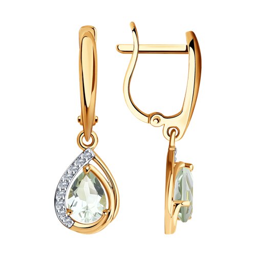 Серьги из красного золота с празиолитом и фианитами