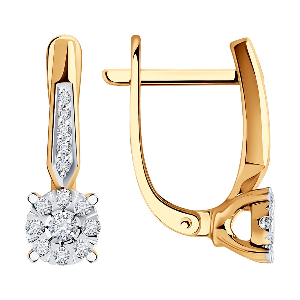 Серьги из красного золота с бриллиантами