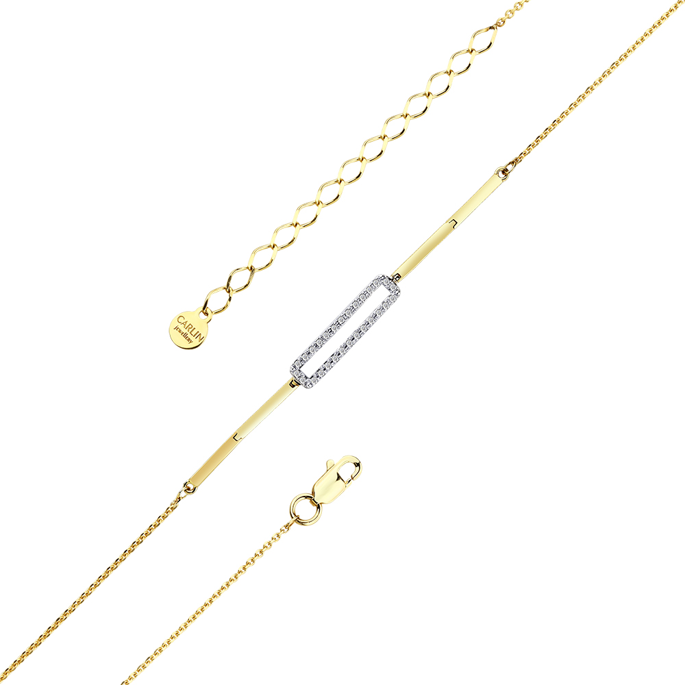 Браслет из желтого золота с фианитами