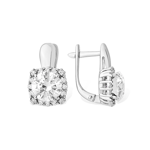 Серьги из серебра с фианитами