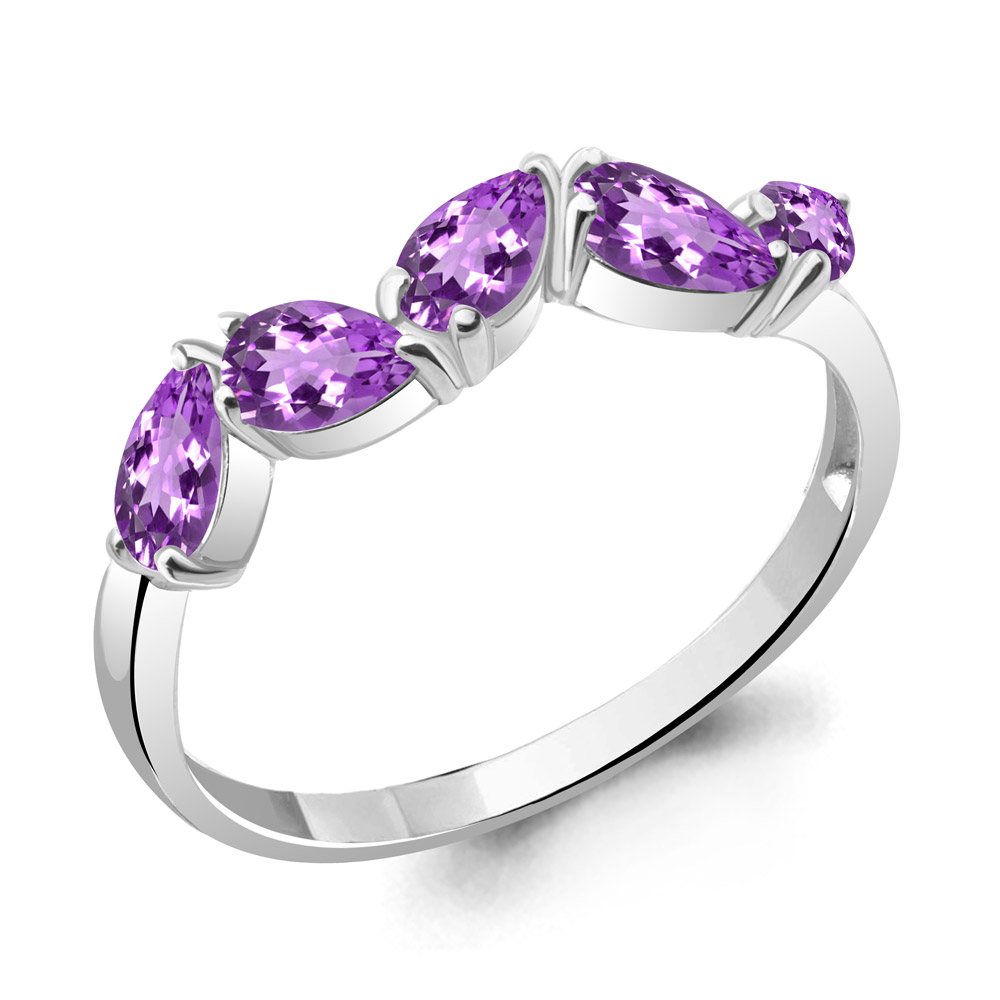 Кольцо из серебра с аметистами
