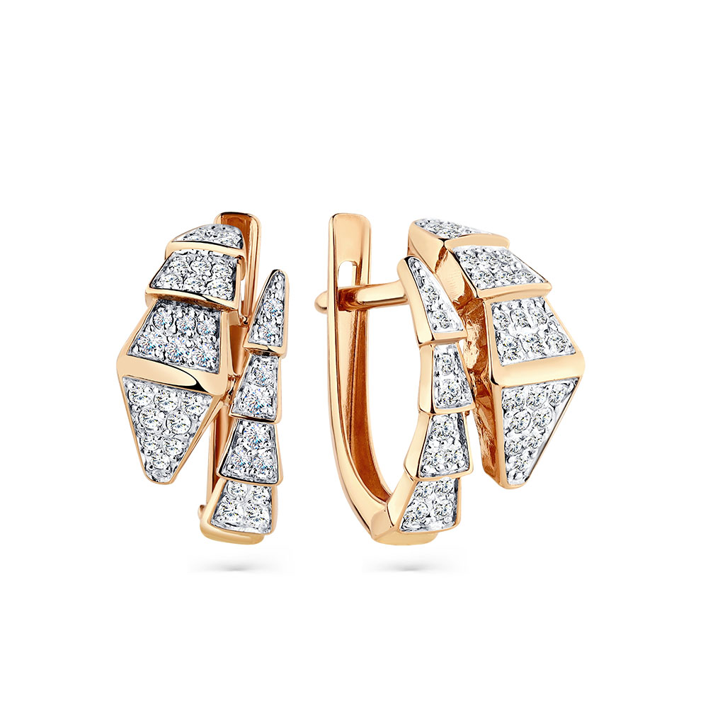 Серьги из красного золота с фианитами