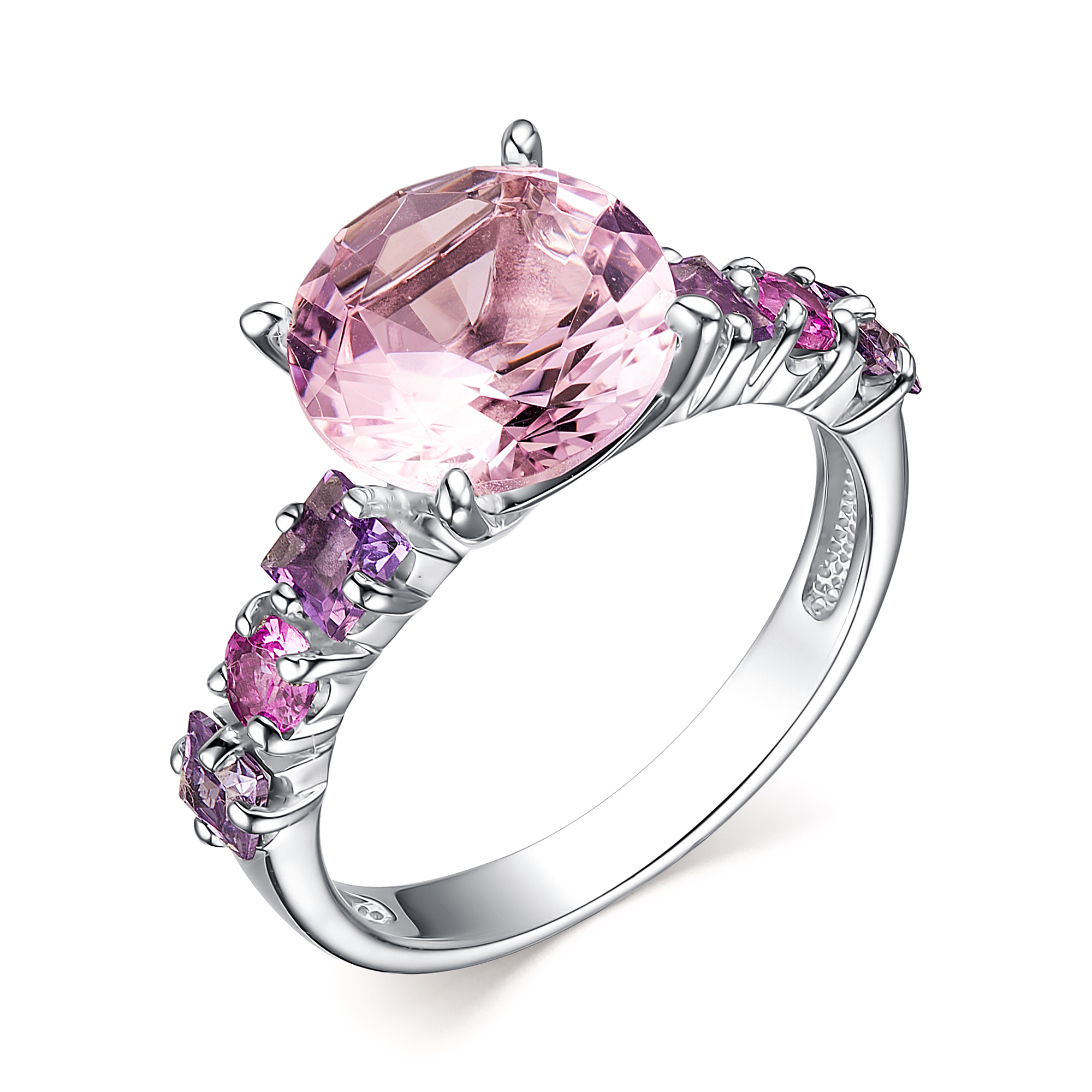 Кольцо из серебра с кристаллом и фианитами