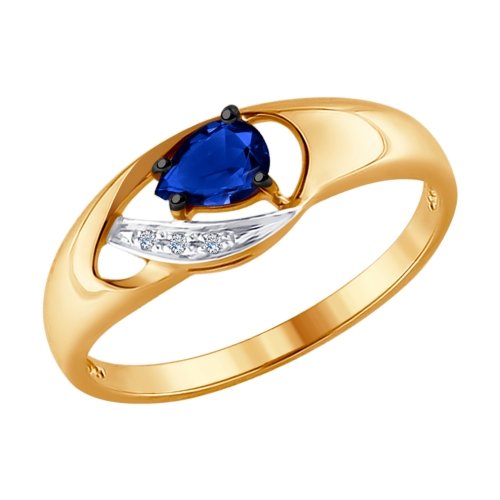 Кольцо из золота с сапфиром и бриллиантами