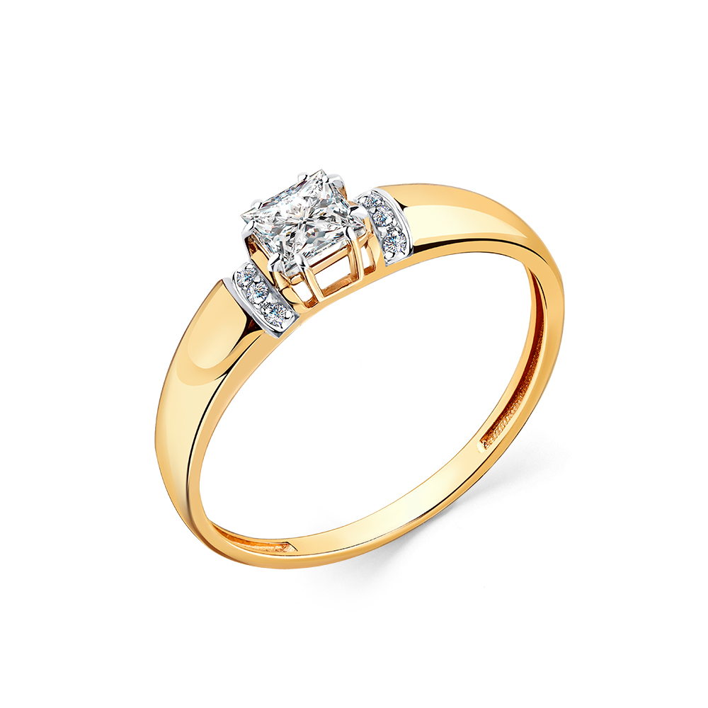 Кольцо из красного золота с фианитами