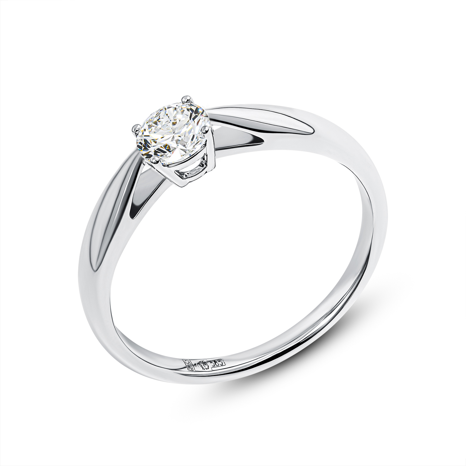 Кольцо из белого золота с бриллиантом