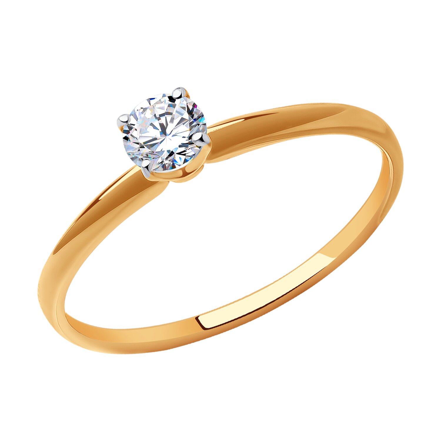 Кольцо из красного золота с фианитом