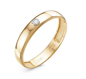 Обручальное кольцо из красного золота с бриллиантом