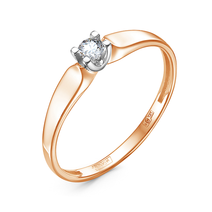 Кольцо из красного золота с бриллиантом