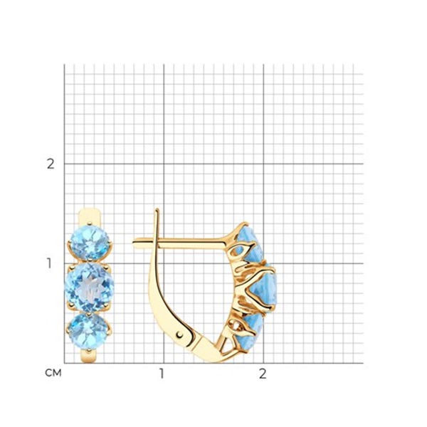 Серьги из красного золота с топазами