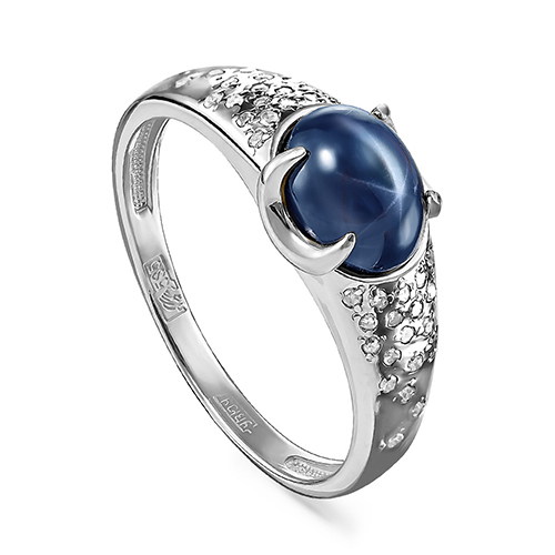 Кольцо из белого золота с сапфиром и бриллиантами