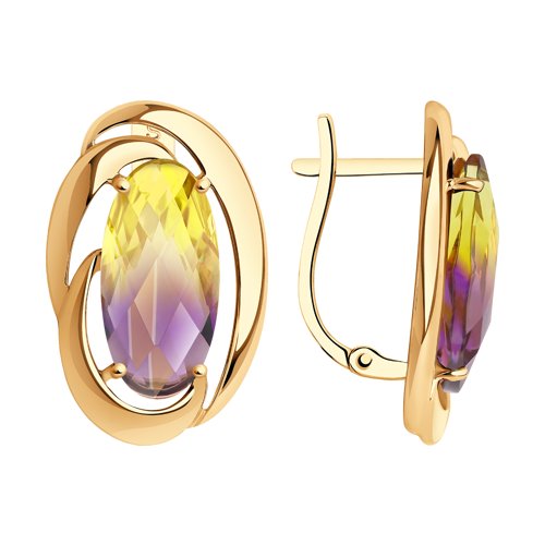 Серьги из красного золота с ситаллами