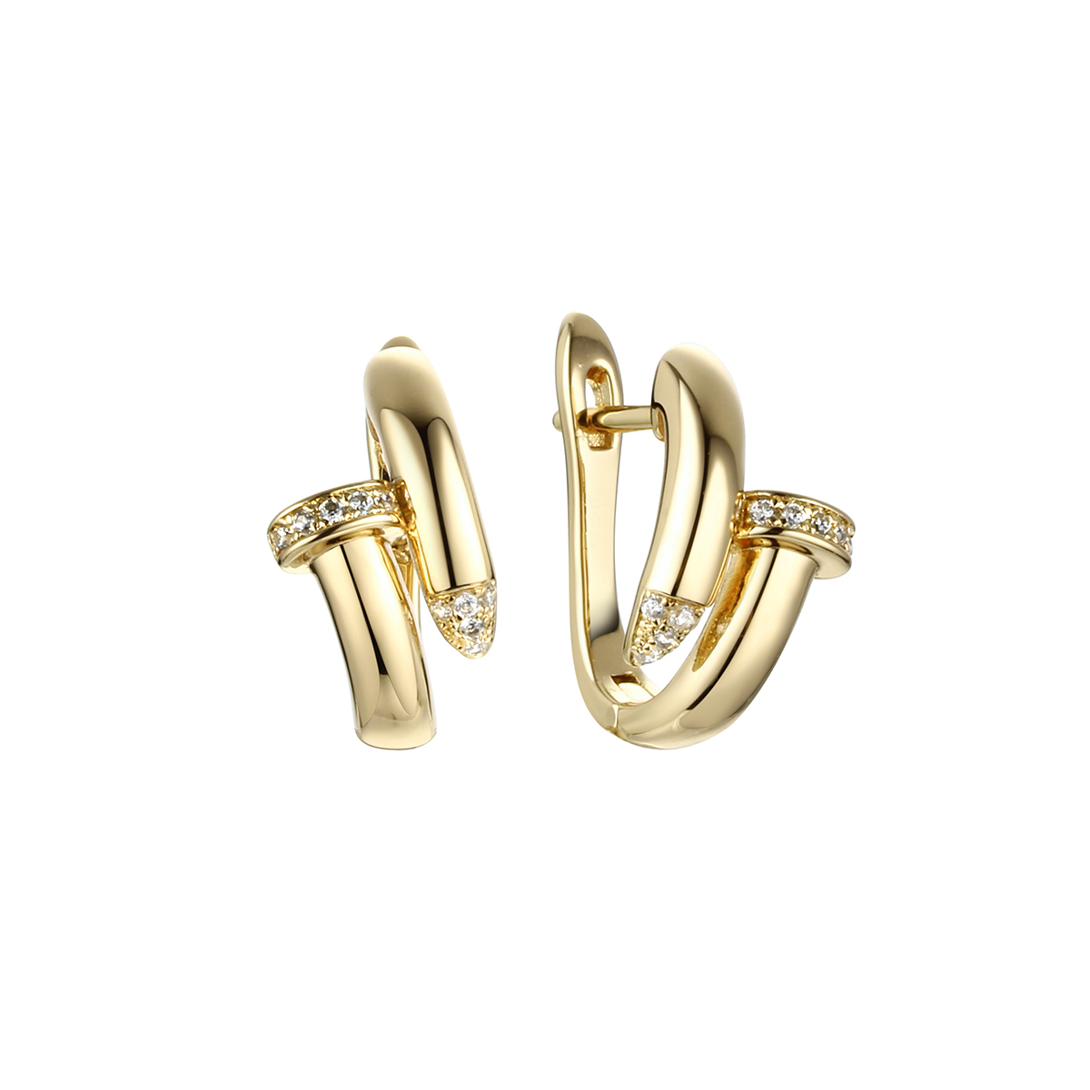 Серьги из позолоченного серебра с фианитами