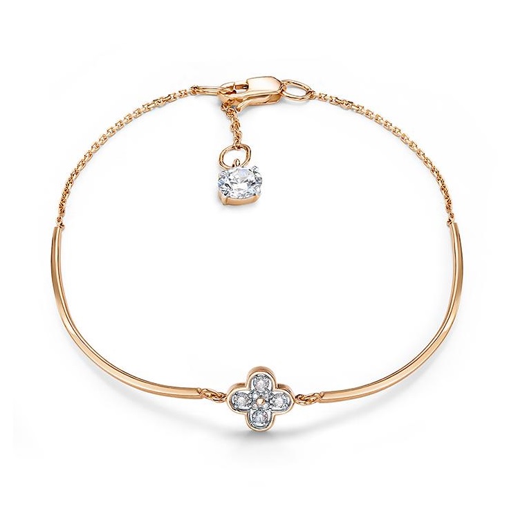 Браслет из желтого золота с фианитами