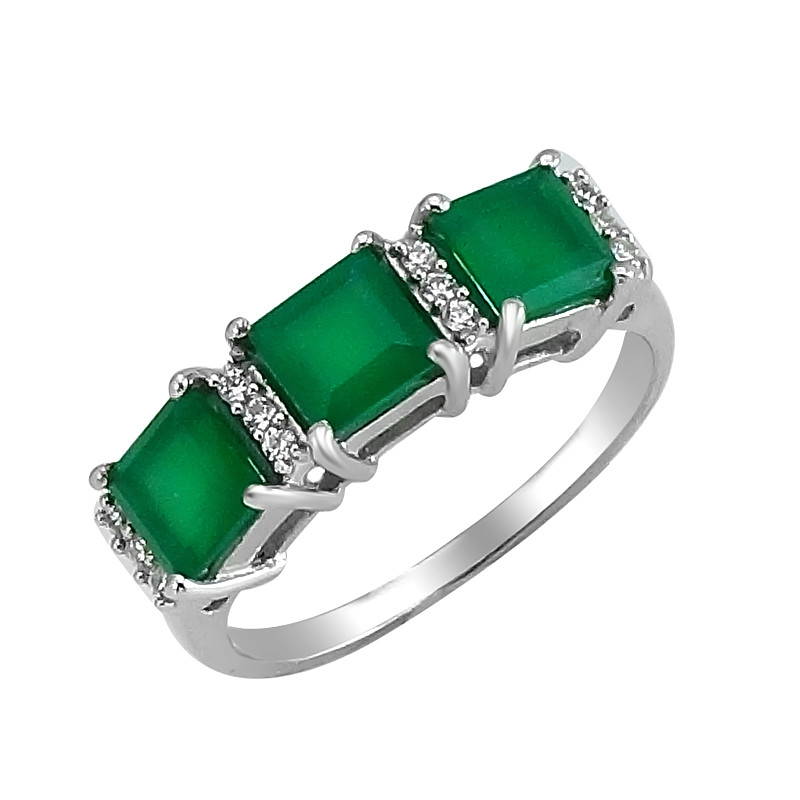 Кольцо из серебра с агатом и цирконием