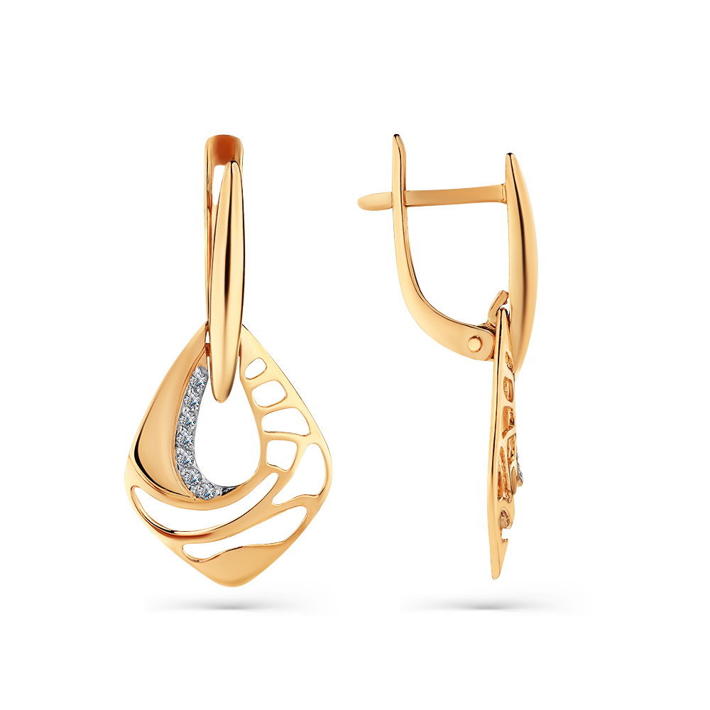 Серьги из красного золота с фианитами