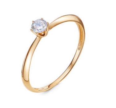 Кольцо из красного золота с фианитом