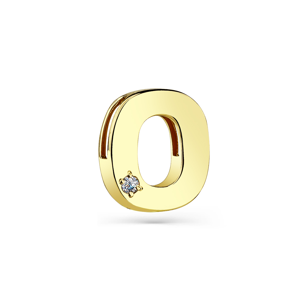 Подвеска из желтого золота с фианитом «Буква О»