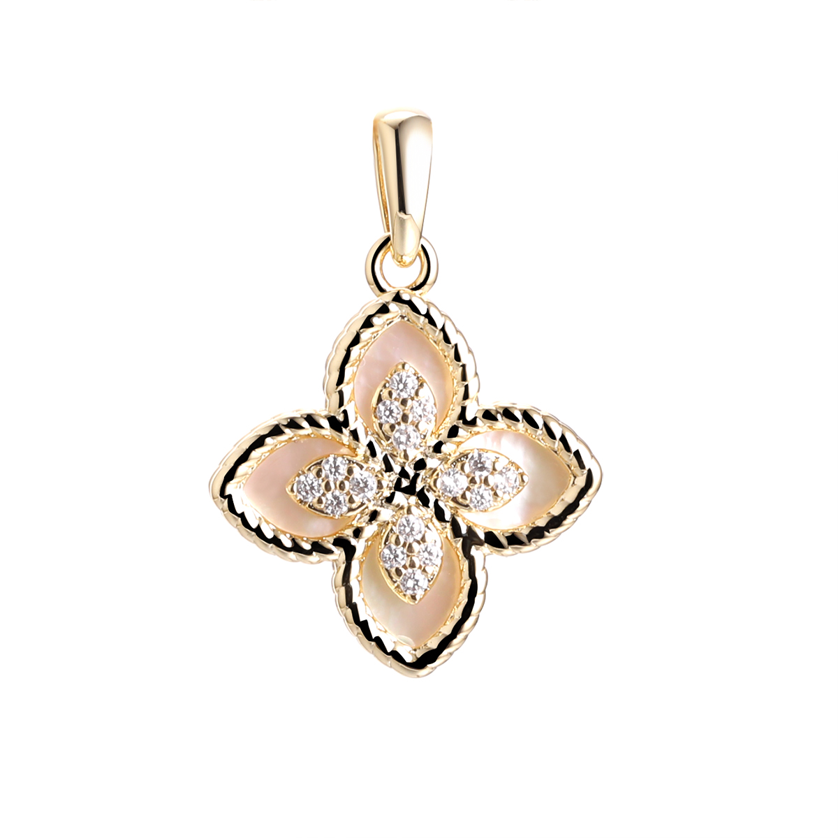 Подвеска из позолоченного серебра с перламутром и фианитами