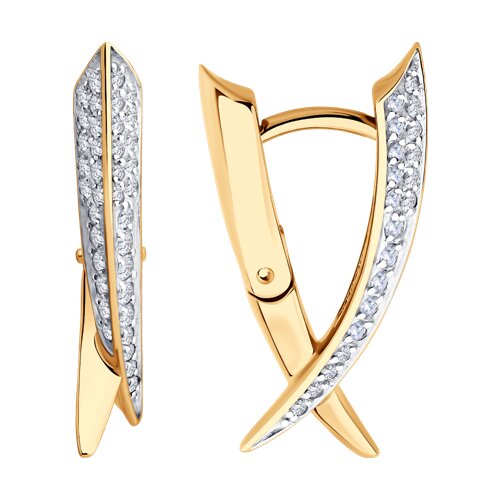 Серьги из красного золота 585 пробы с фианитами