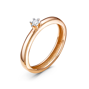 Кольцо из красного золота с бриллиантом