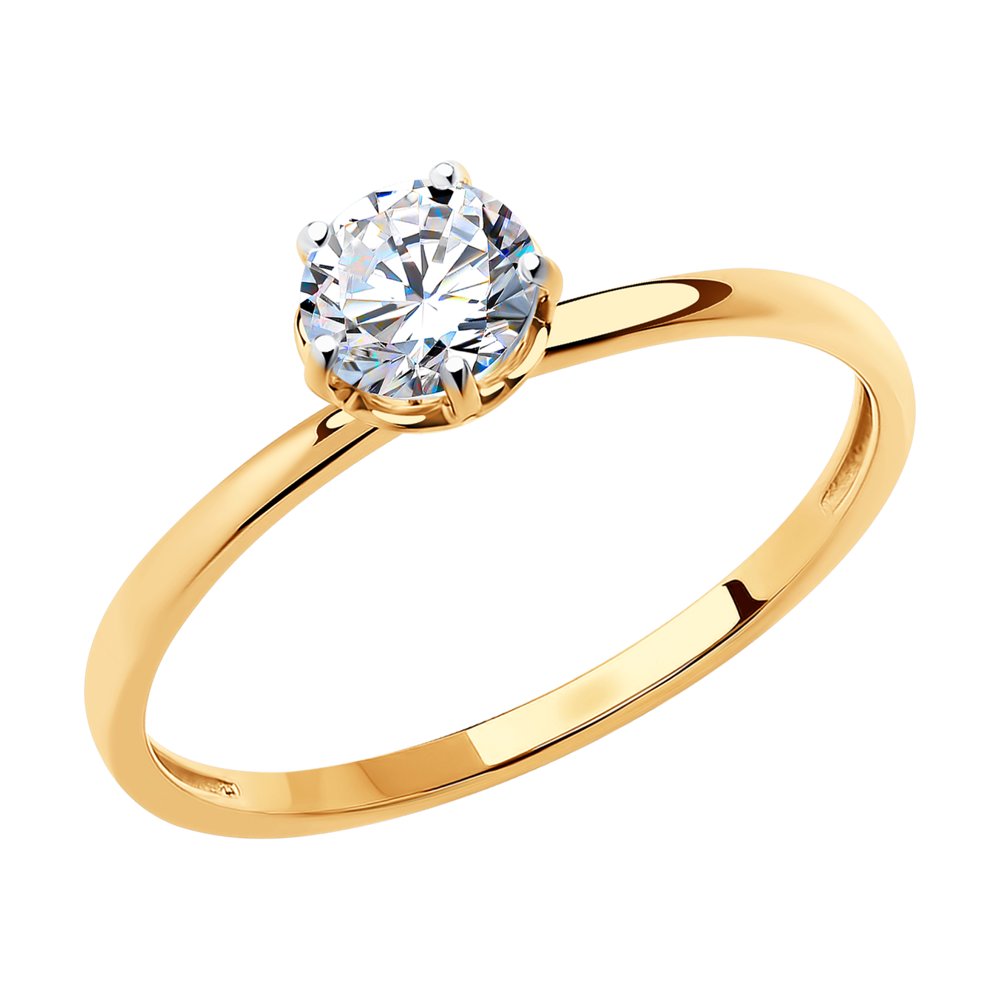 Кольцо из красного золота с фианитом