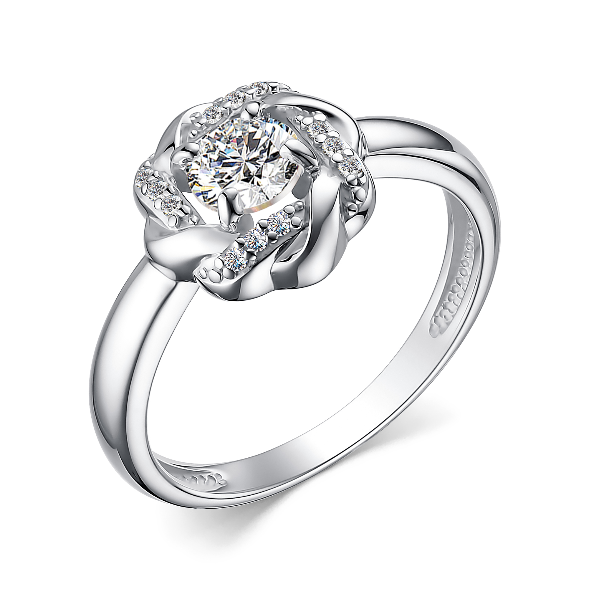 Кольцо из серебра с фианитами