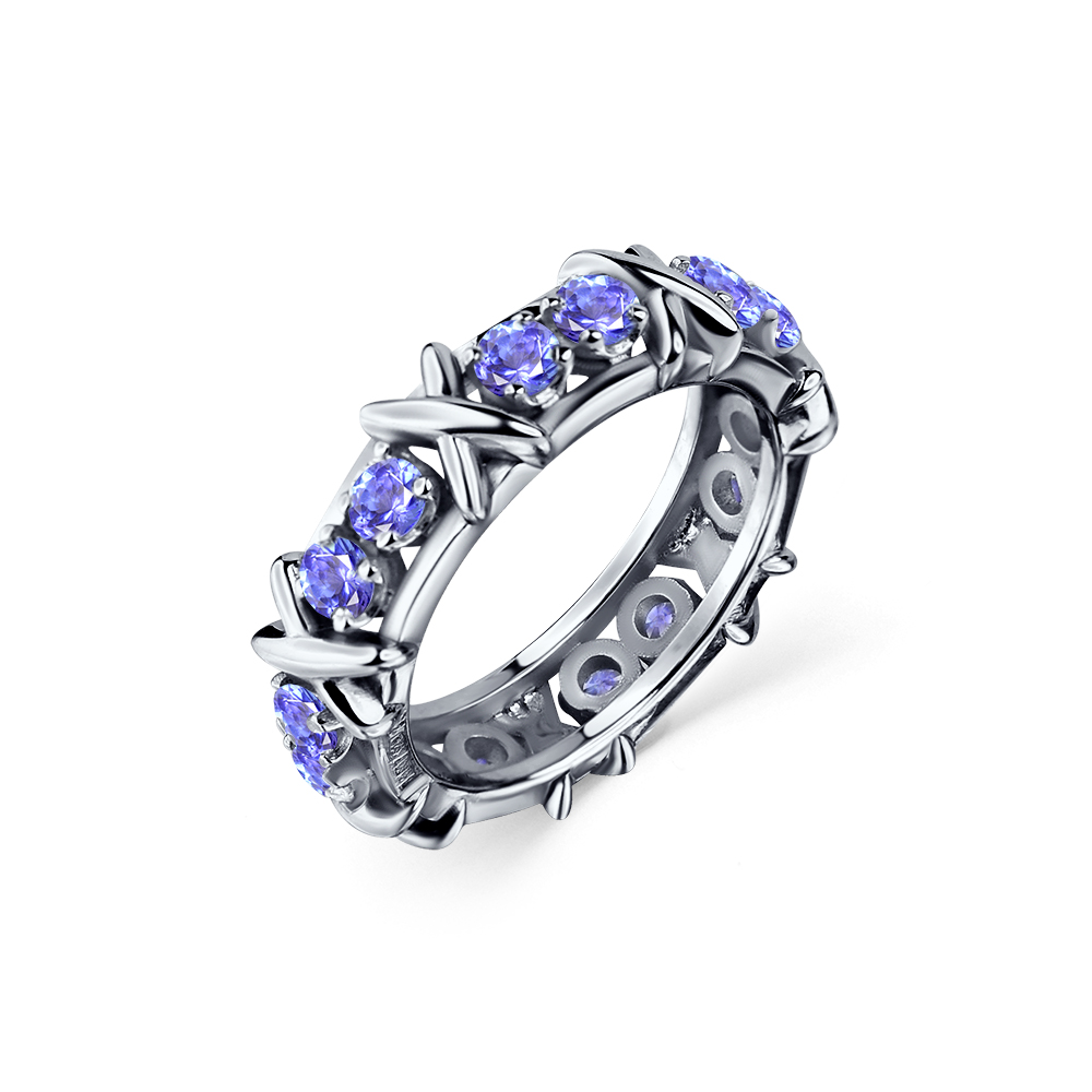 Кольцо из серебра с танзанитами