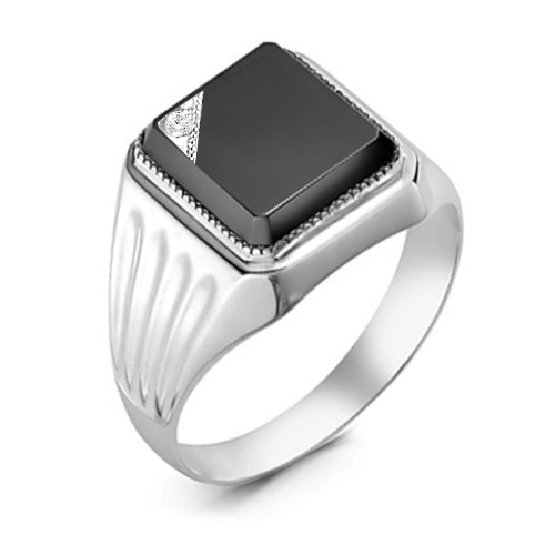 Кольцо-печатка из серебра с фианитами