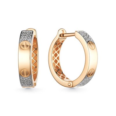 Серьги из красного золота с фианитами