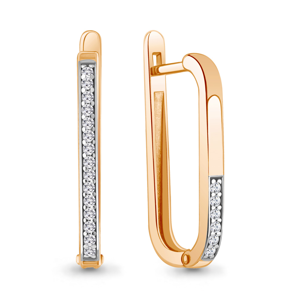 Серьги из красного золота с фианитами