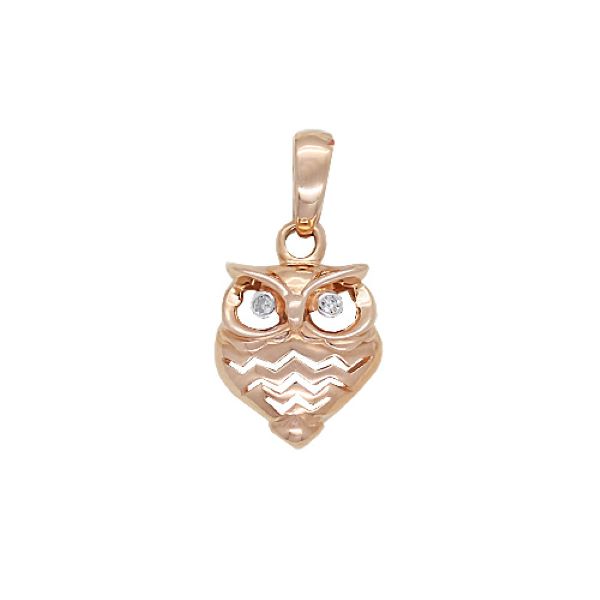 Подвеска из красного золота с бриллиантами «Сова»