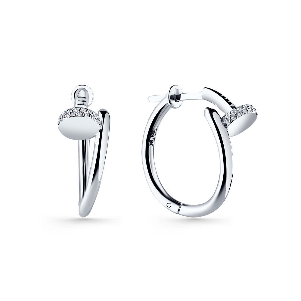 Серьги из серебра с фианитами