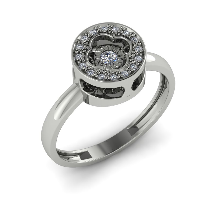 Кольцо из белого золота с танцующим бриллиантом