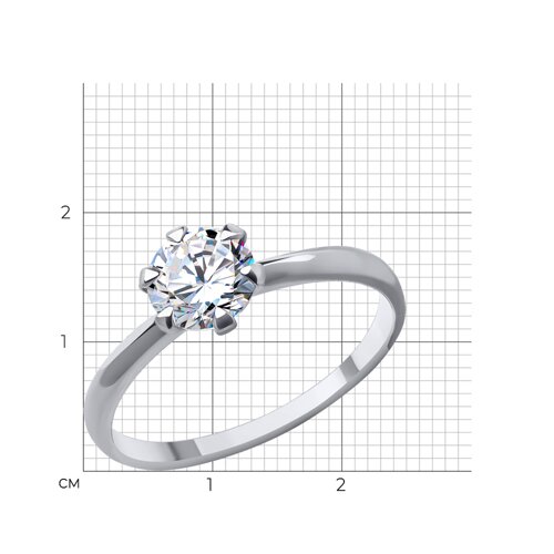 Кольцо из белого золота с фианитом