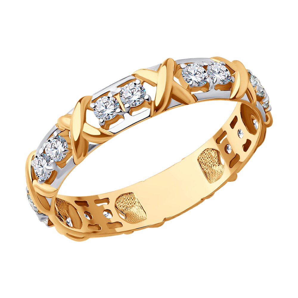 Кольцо из красного золота с фианитами