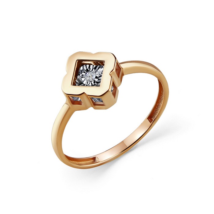 Кольцо из красного золота с танцующим бриллиантом