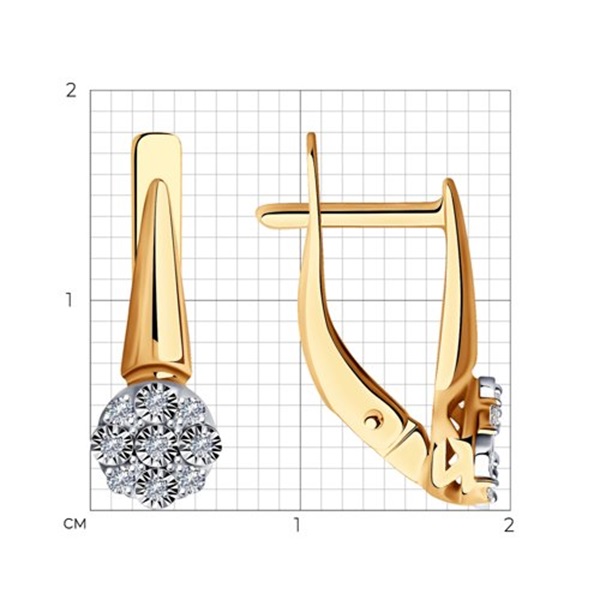 Серьги из красного золота с бриллиантами