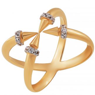 Кольцо из красного золота с фианитами